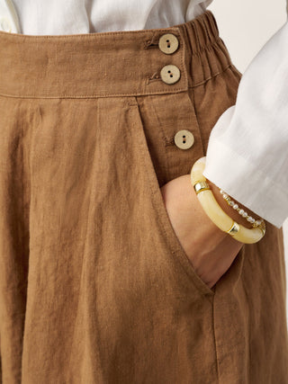 100% Linen Pleated Side Button Skirt LILITH - Glamourous Grace