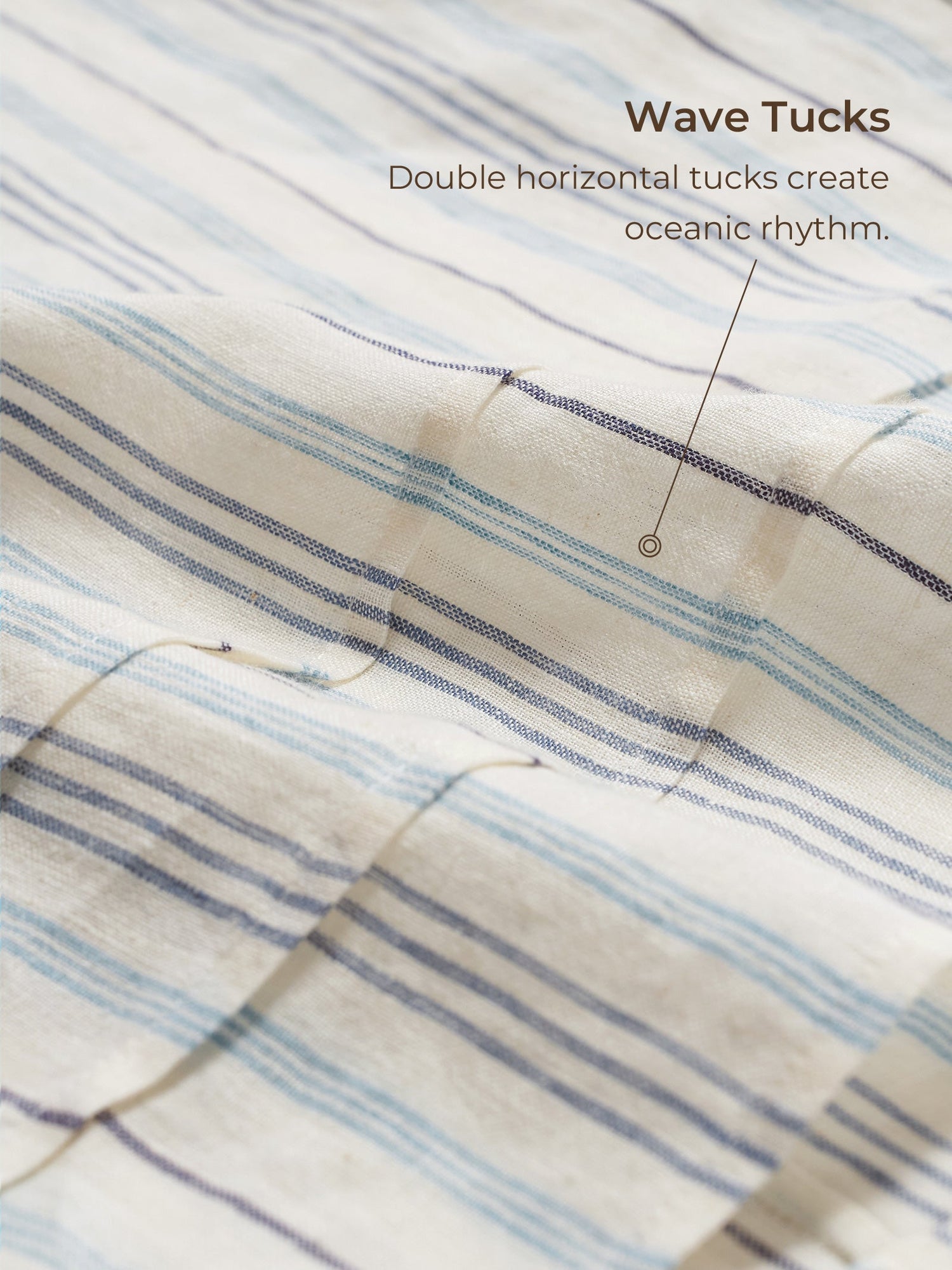 100% Linen Pleated Striped Pullover Top VIA - Glamourous Grace