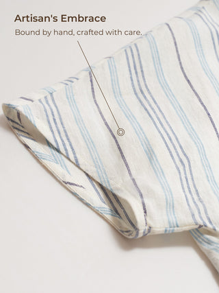 100% Linen Pleated Striped Pullover Top VIA - Glamourous Grace