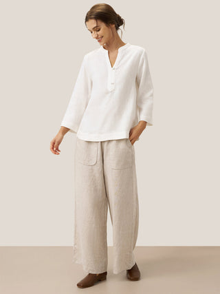 100% Linen Pocket Wide Leg Pants THALIA - Glamourous Grace