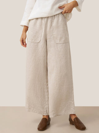 100% Linen Pocket Wide Leg Pants THALIA - Glamourous Grace