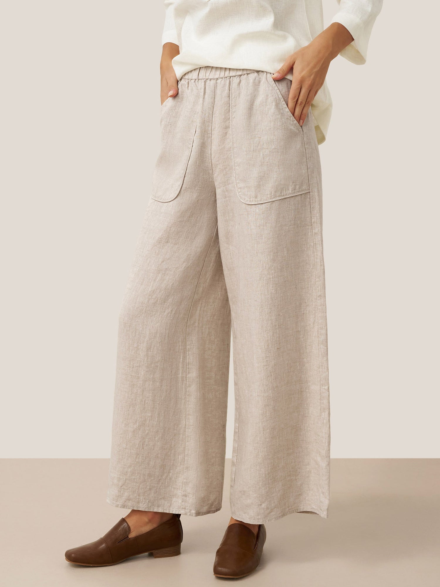 100% Linen Pocket Wide Leg Pants THALIA - Glamourous Grace