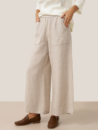 100% Linen Pocket Wide Leg Pants THALIA - Glamourous Grace