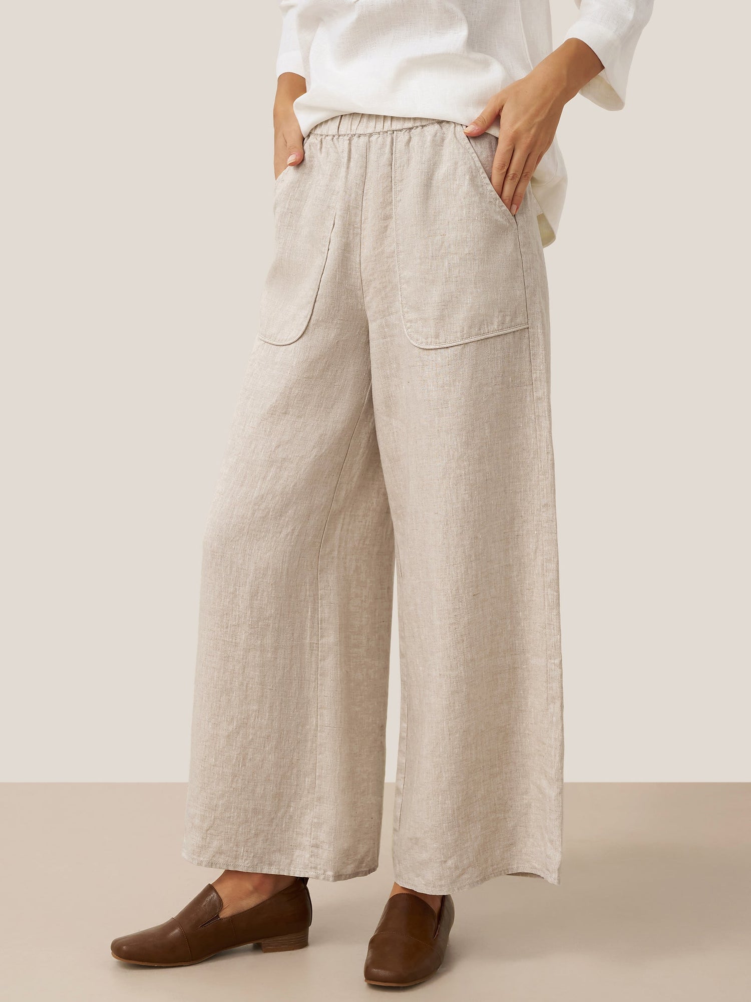 100% Linen Pocket Wide Leg Pants THALIA - Glamourous Grace