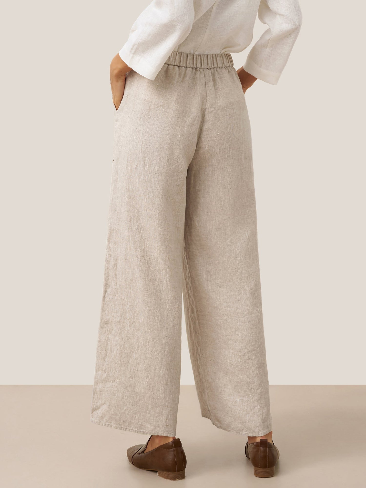 100% Linen Pocket Wide Leg Pants THALIA - Glamourous Grace