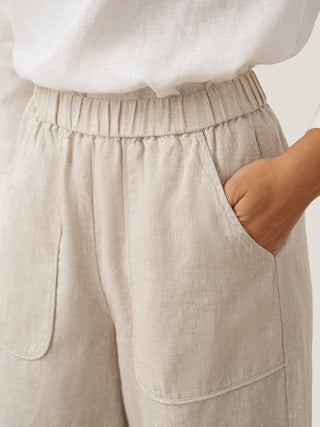 100% Linen Pocket Wide Leg Pants THALIA - Glamourous Grace