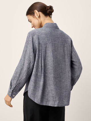 100% Linen Relaxed Drop Shoulder Pocket Shirt ASTER - Glamourous Grace