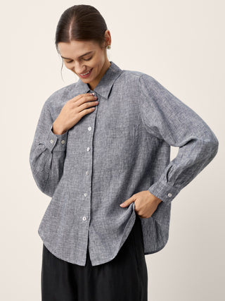 100% Linen Relaxed Drop Shoulder Pocket Shirt ASTER - Glamourous Grace