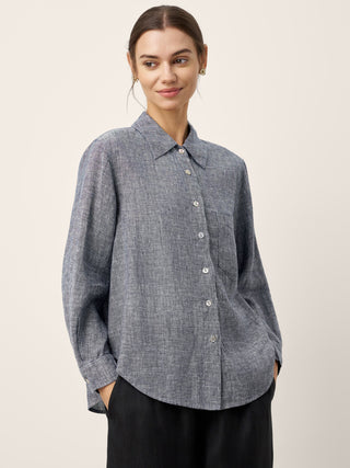 100% Linen Relaxed Drop Shoulder Pocket Shirt ASTER - Glamourous Grace
