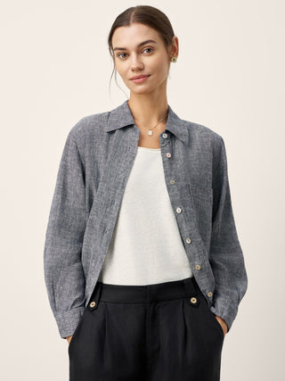 100% Linen Relaxed Drop Shoulder Pocket Shirt ASTER - Glamourous Grace