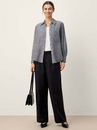 100% Linen Relaxed Drop Shoulder Pocket Shirt ASTER - Glamourous Grace