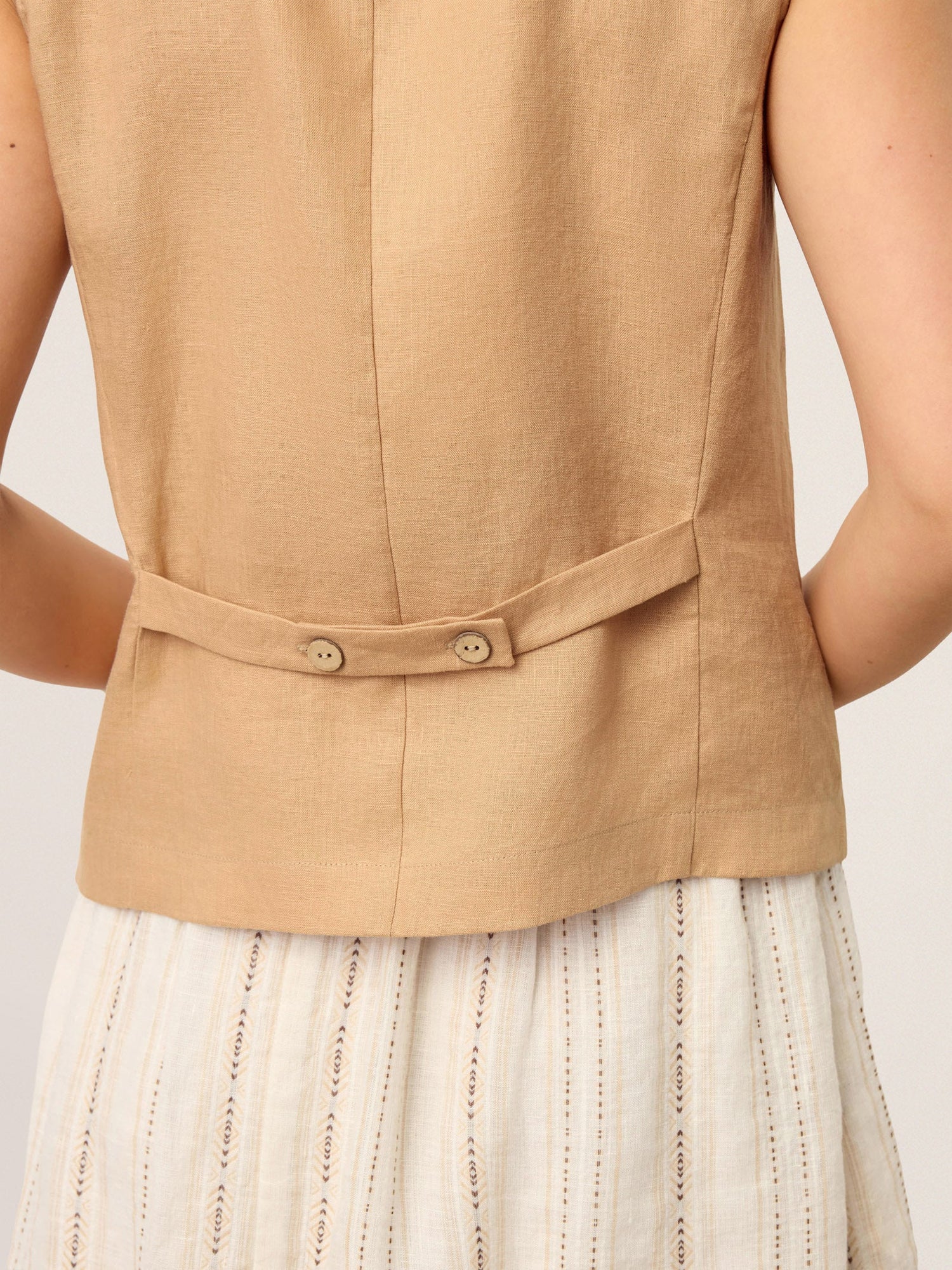 100% Linen Cinch-Back Sleeveless Tailored Vest BRONWYN - Glamourous Grace