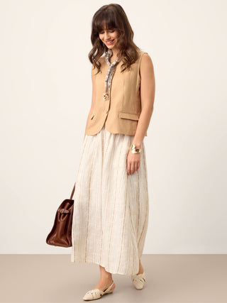 100% Linen Cinch-Back Sleeveless Tailored Vest BRONWYN