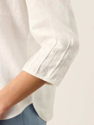 100% Linen Scoop Neck Slit Back Pullover Top FELICIA - Glamourous Grace