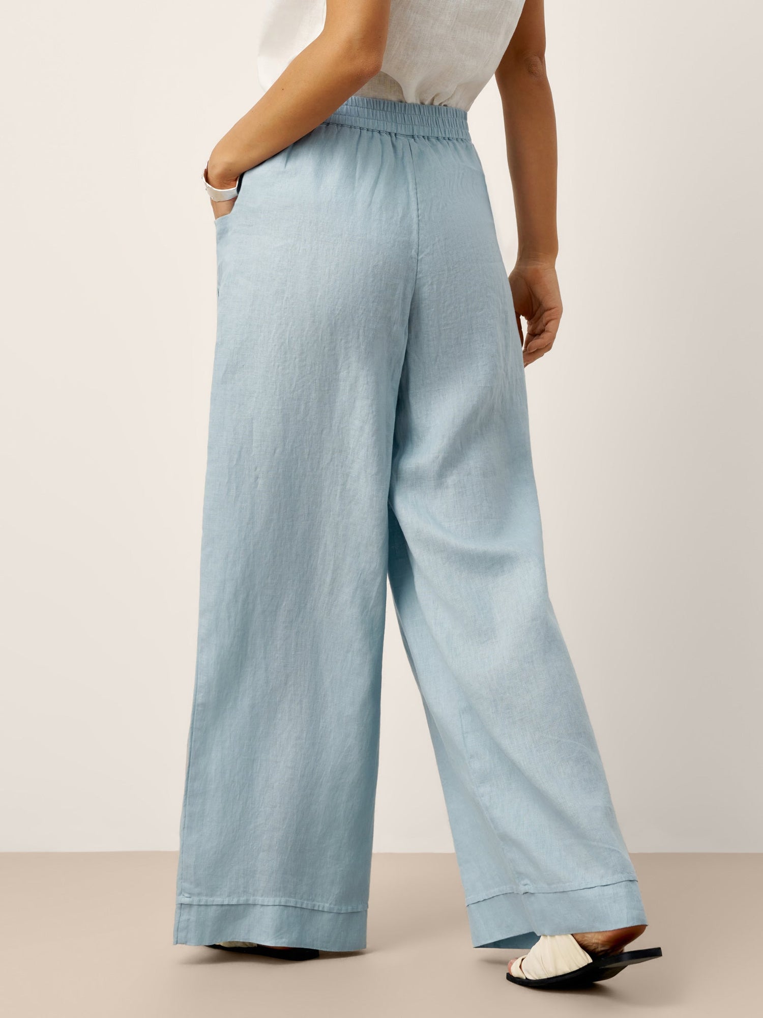 100% Linen Sculpted Pleat Elasticated Back Relaxed Pants VERIDIANA - Glamourous Grace