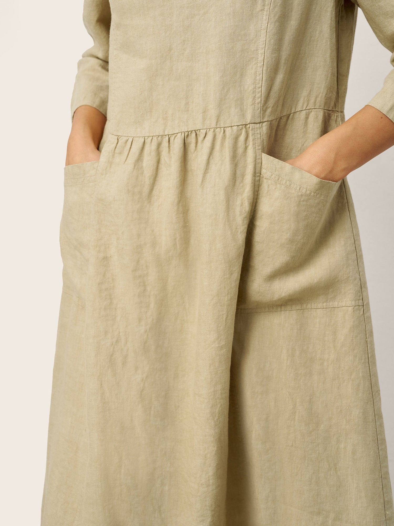 100% Linen Shirred Waistline Patch Pocket Maxi Dress MARCELLA - Glamourous Grace