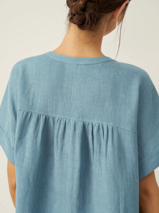 100% Linen Short Sleeve Crew Neck Shirt FINA - Glamourous Grace