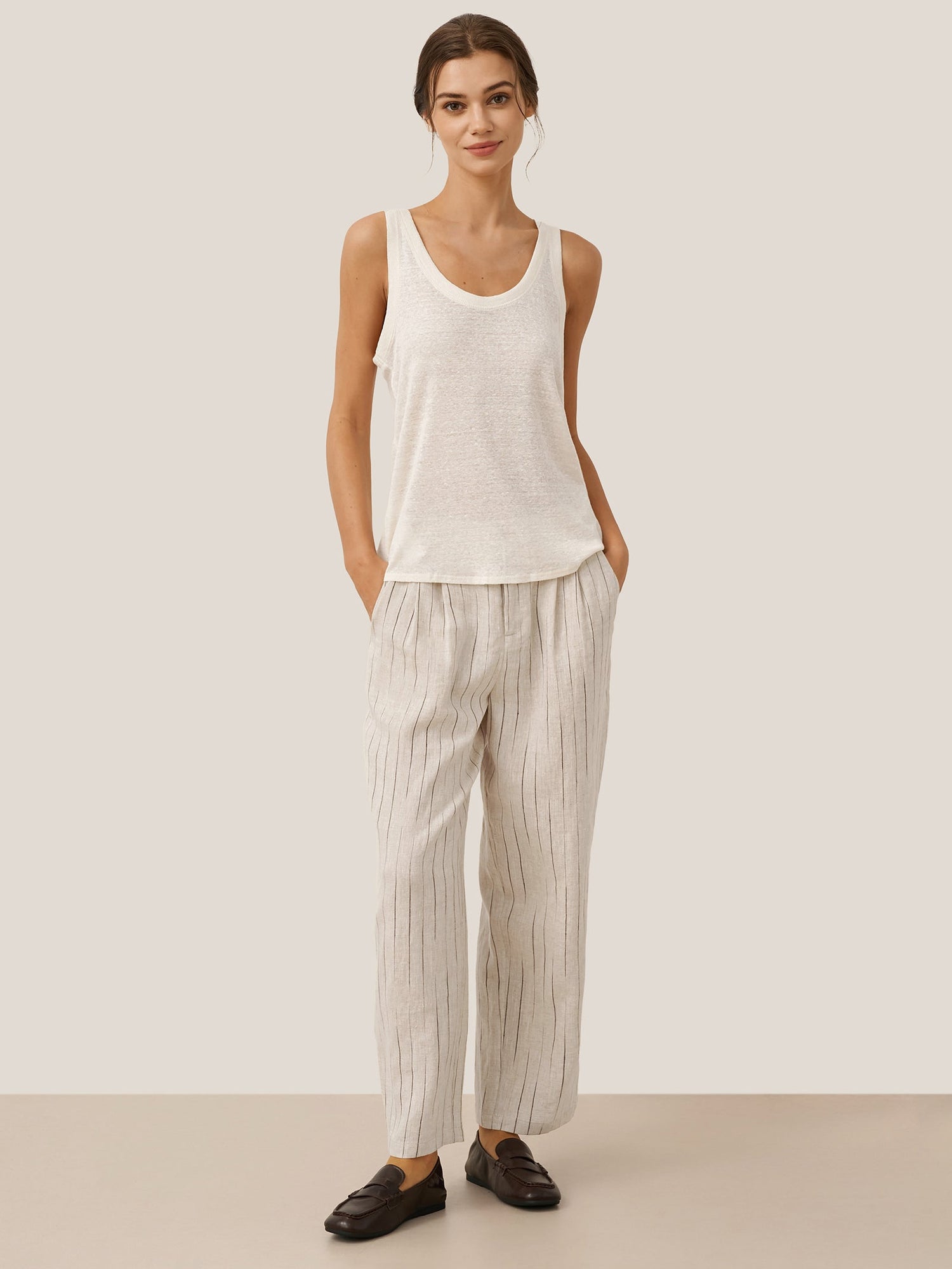 100% Linen Sketch Stripe Suit Set ELOISE - Glamourous Grace