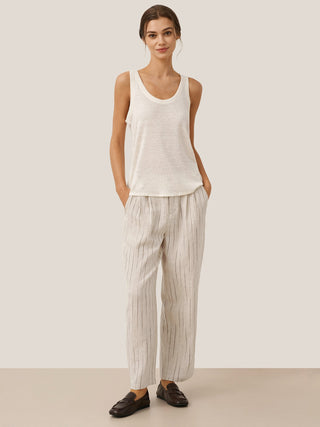 100% Linen Sketch Stripe Straight-Leg Pants ELOISE - Glamourous Grace