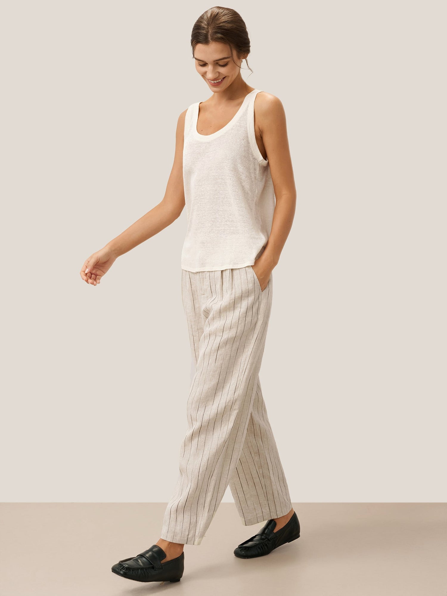 100% Linen Sketch Stripe Suit Set ELOISE - Glamourous Grace