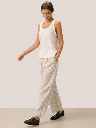 100% Linen Sketch Stripe Straight-Leg Pants ELOISE - Glamourous Grace