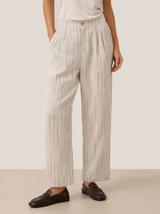 100% Linen Sketch Stripe Straight-Leg Pants ELOISE - Glamourous Grace