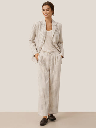 100% Linen Sketch Stripe Straight-Leg Pants ELOISE - Glamourous Grace