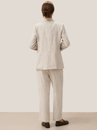 100% Linen Sketch Stripe Straight-Leg Pants ELOISE - Glamourous Grace