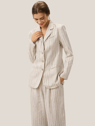 100% Linen Sketch Stripe Straight-Leg Pants ELOISE - Glamourous Grace