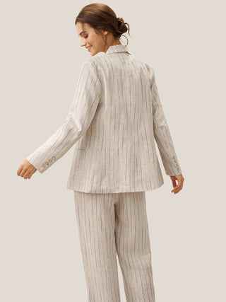 100% Linen Sketch Stripe Straight-Leg Pants ELOISE - Glamourous Grace