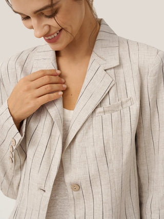 100% Linen Sketch Stripe Straight-Leg Pants ELOISE - Glamourous Grace