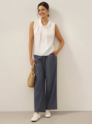 100% Linen Structured Collar Sleeveless Blouse BLAIR - Glamourous Grace