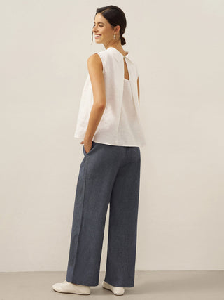 100% Linen Structured Collar Sleeveless Blouse BLAIR - Glamourous Grace