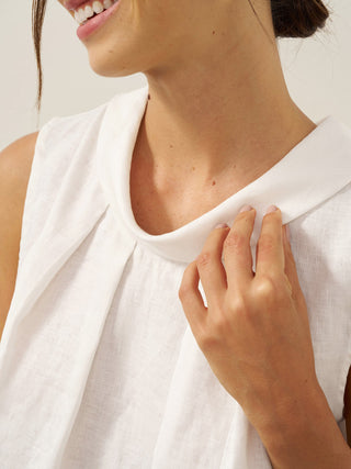100% Linen Structured Collar Sleeveless Blouse BLAIR - Glamourous Grace