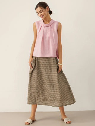 100% Linen Structured Collar Sleeveless Blouse BLAIR - Glamourous Grace
