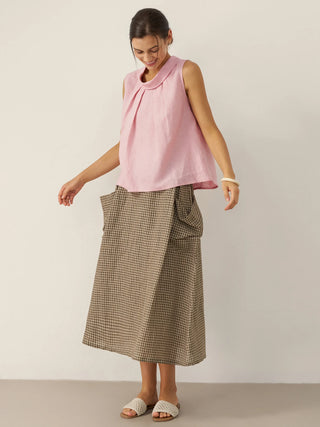 100% Linen Structured Collar Sleeveless Blouse BLAIR - Glamourous Grace