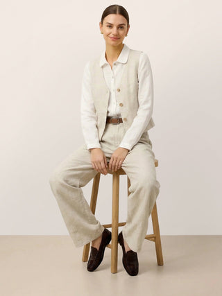 100% Linen V-Neck Buttoned Closure Vest DELIA - Glamourous Grace