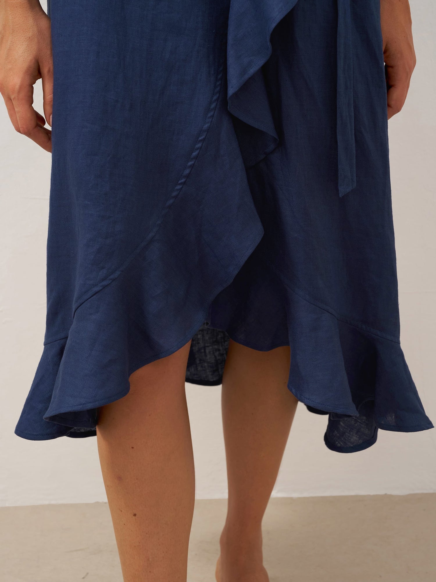 100% Linen V-Neck One-Piece Ruffle Hem Maxi Dress MAYA - Glamourous Grace