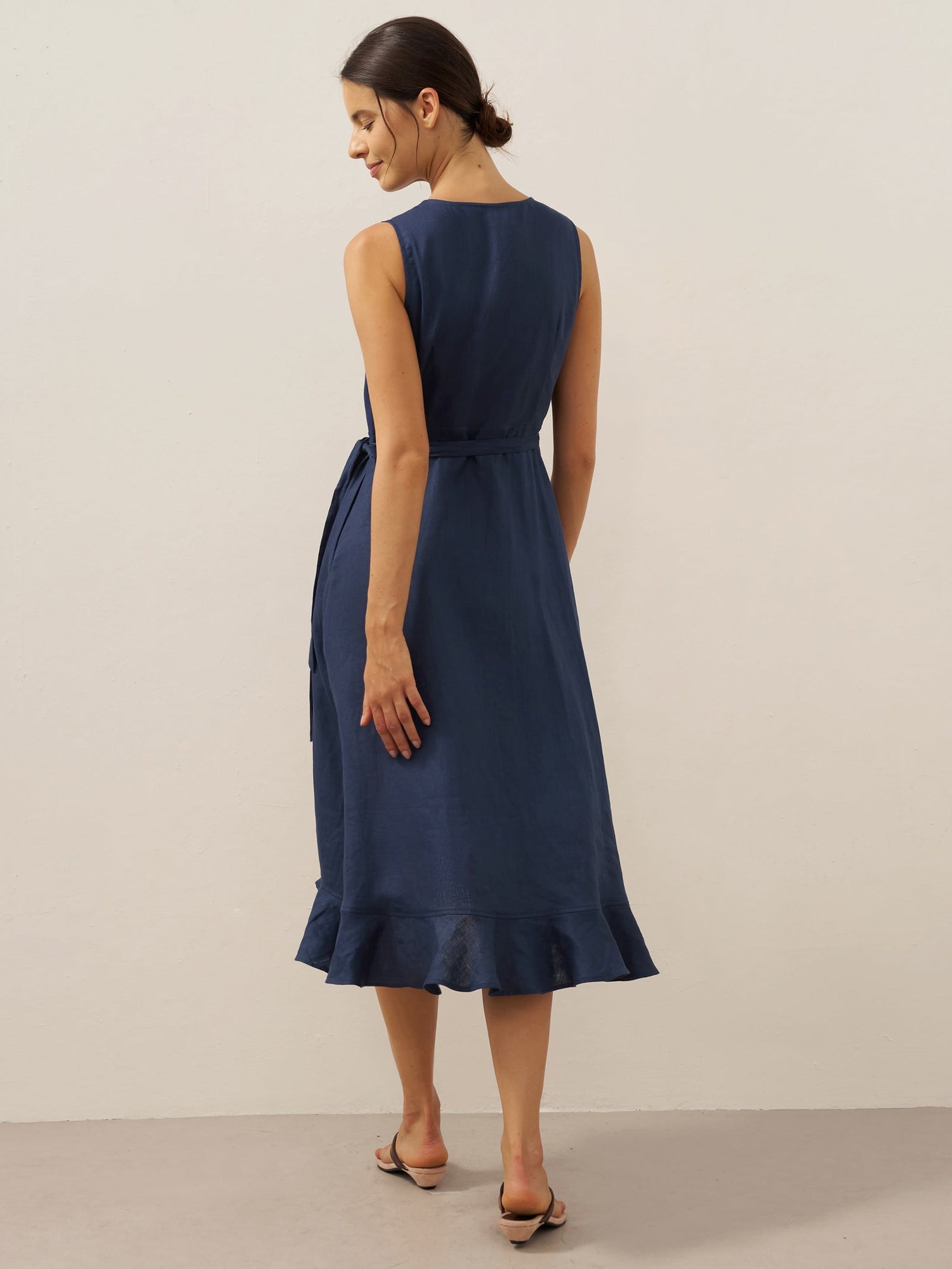 100% Linen V-Neck One-Piece Ruffle Hem Maxi Dress MAYA - Glamourous Grace