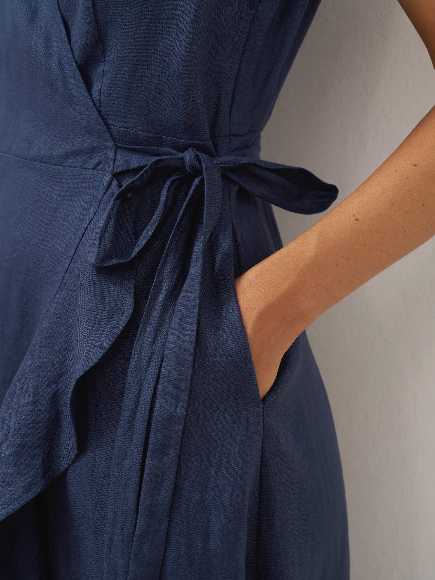 100% Linen V-Neck One-Piece Ruffle Hem Maxi Dress MAYA - Glamourous Grace