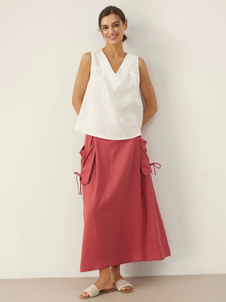 100% Linen V-Neck Sleeveless Tank Top NICOLE - Glamourous Grace