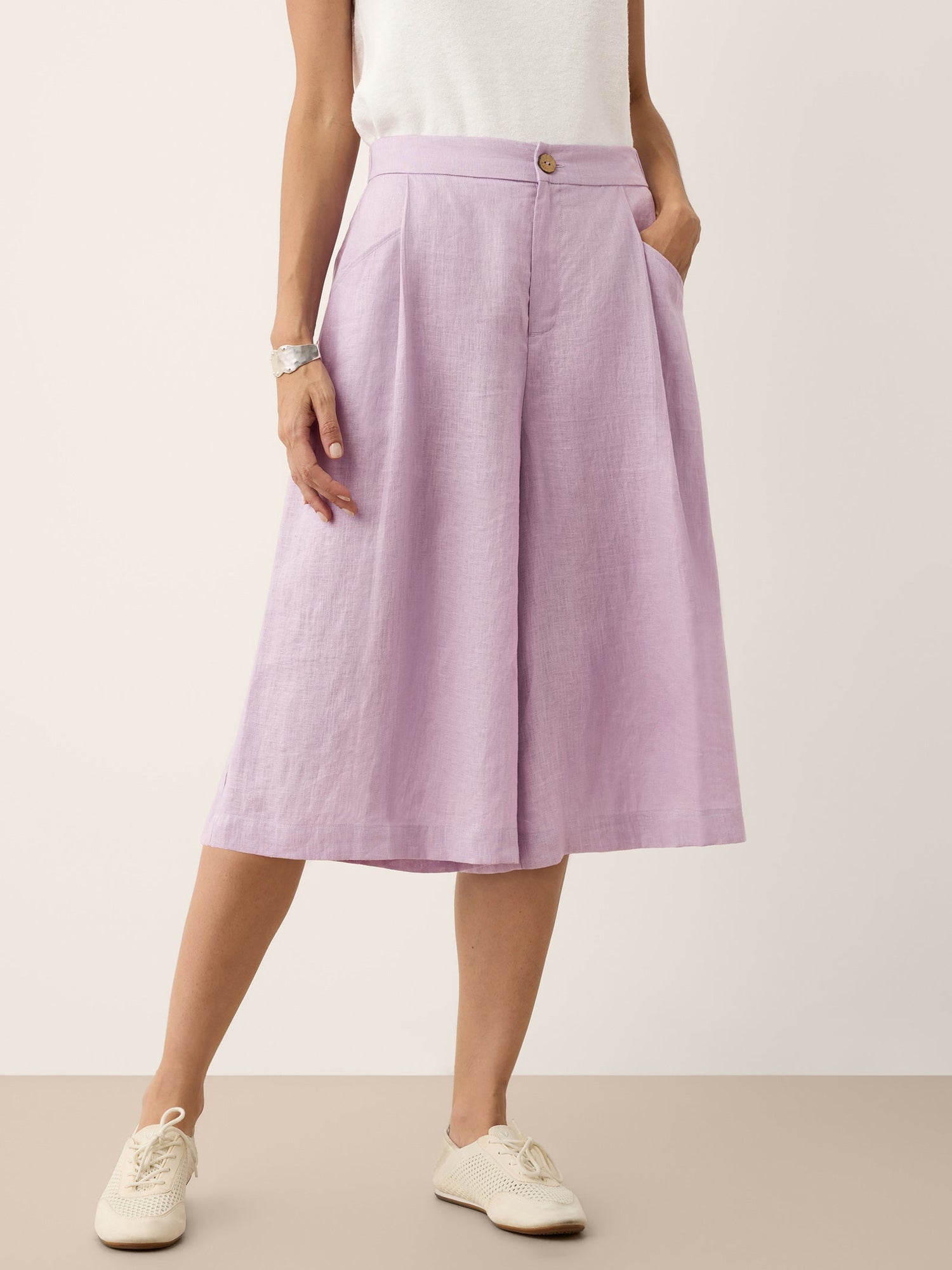 100% Linen A-Line Bermuda Shorts RAVENNA - Glamourous Grace