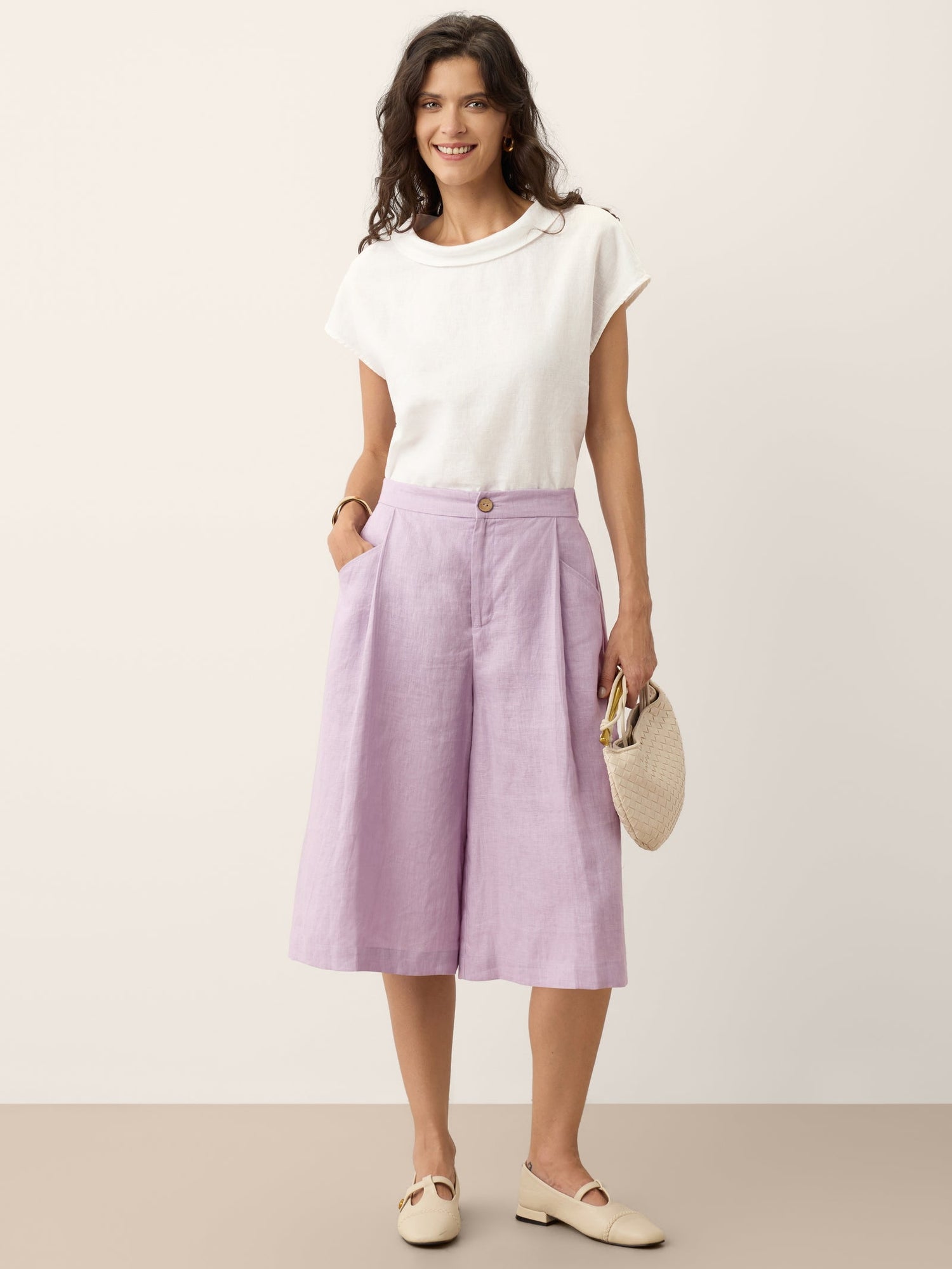 100% Linen A-Line Bermuda Shorts RAVENNA - Glamourous Grace