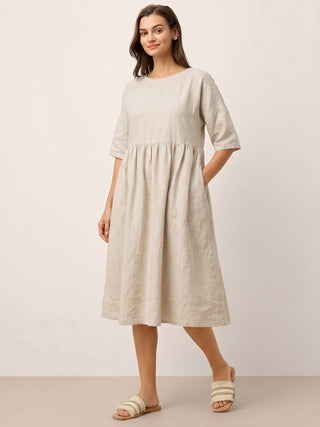 100% Linen A-Line Midi Dress VALENCIA - Glamourous Grace