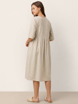 100% Linen A-Line Midi Dress VALENCIA - Glamourous Grace