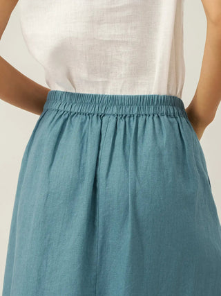 100% Linen Elastic Waist Angled Wrap Skirt FRESSA - Glamourous Grace