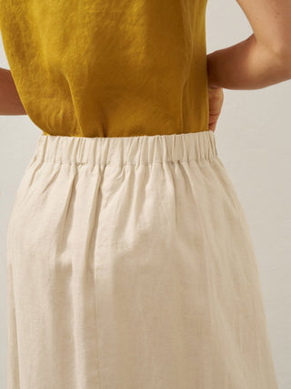 100% Linen Elastic Waist Angled Wrap Skirt FRESSA - Glamourous Grace