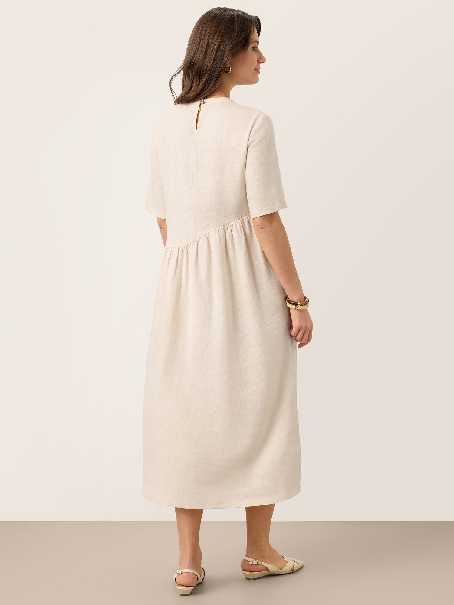 100% Linen Arch-Seam Fluid Maxi Dress EUDORA - Glamourous Grace