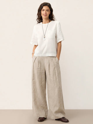 100% Linen Pleated Waist Wide Leg Pants LOUISA - Glamourous Grace