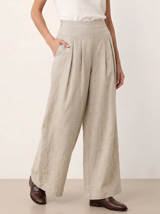 100% Linen Pleated Waist Wide Leg Pants LOUISA - Glamourous Grace